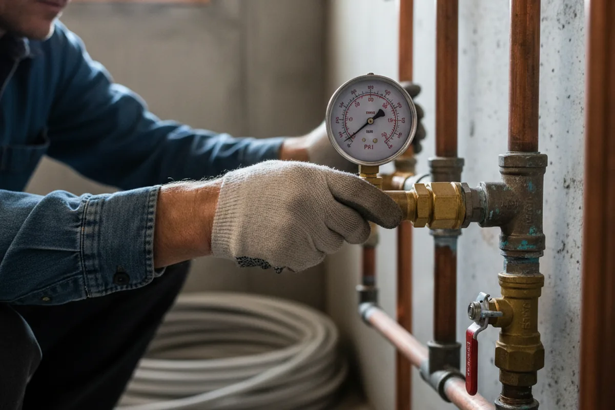 Pressure testing a repaired line during Water Line Repair in Bellefonte